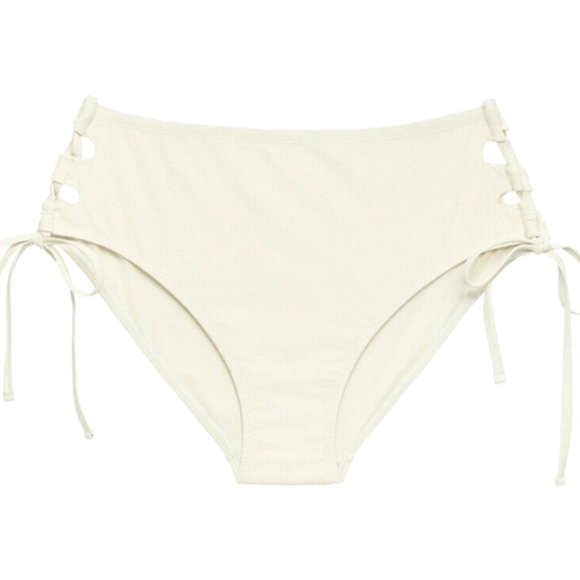 TIME TRU 1X Womens 16W-18W Cream Vanilla Dream High Waist Tie BOTTOMS NWT - Picture 2 of 9